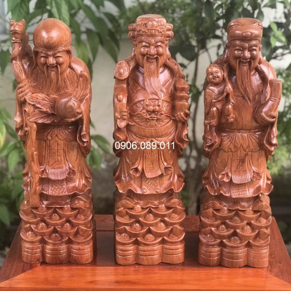 Tượng Phúc Lộc Thọ Gỗ Hương TN18