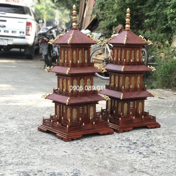 Tháp văn xương gỗ hương dát vàng
