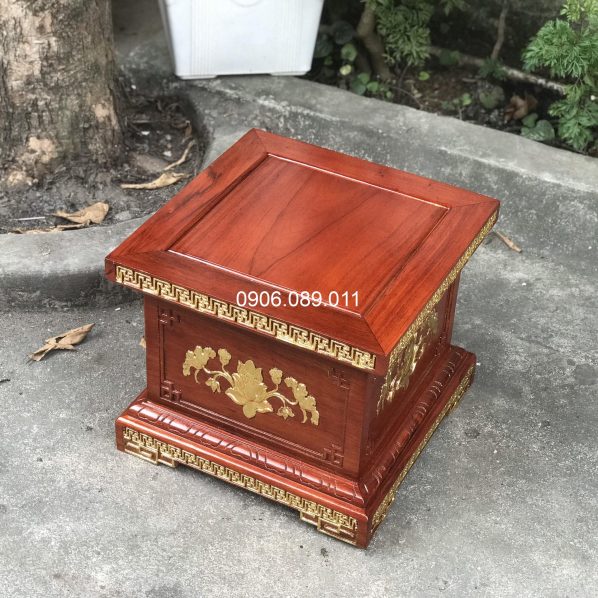 Đôn kê tượng chạm sen dát vàng MS80