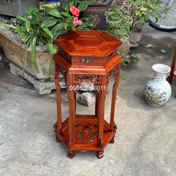 Đôn gỗ lục giác gỗ hương Đồng Kỵ 60