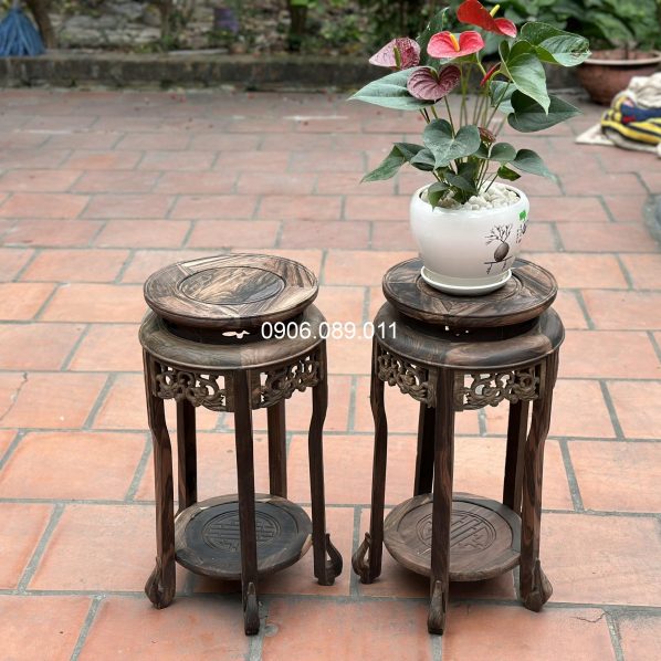 Đôn tròn gỗ mun Đồng Kỵ cao cấp