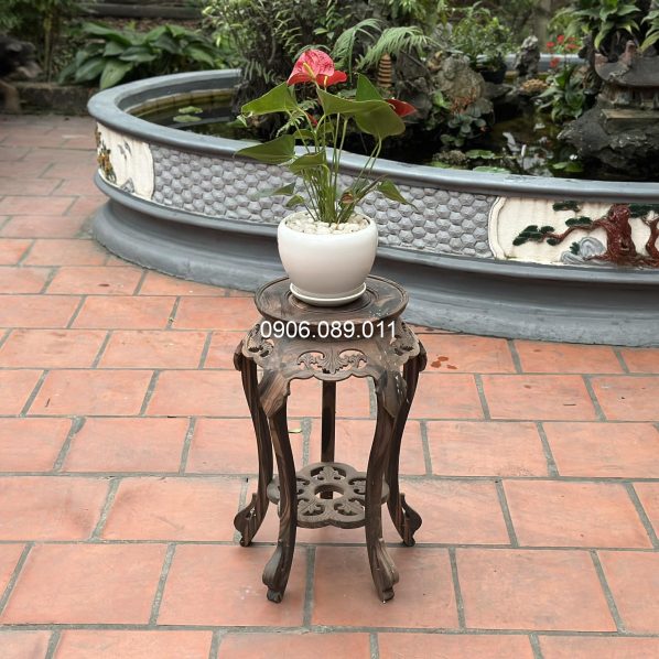 Đôn gỗ lá chầu gỗ mun Đồng Kỵ cao cấp 60