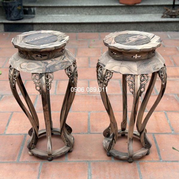 Đôn sen gỗ mun Đồng Kỵ cao cấp