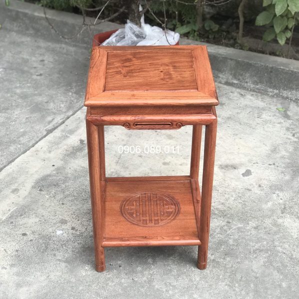 Đôn vuông chân tròn gỗ hương