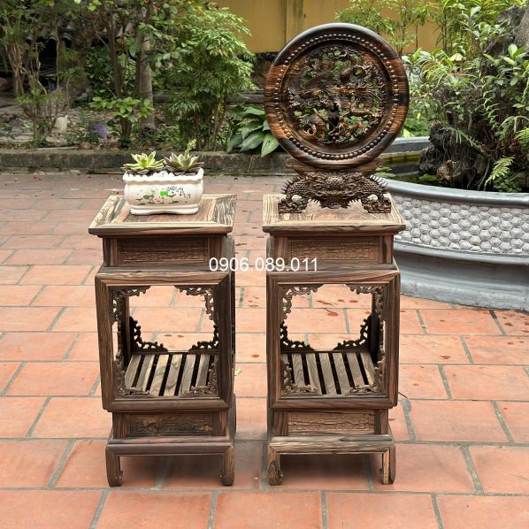 Đôn đèn gỗ mun Đồng Kỵ cao cấp cao 70