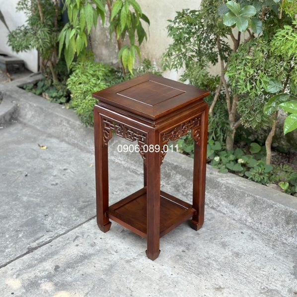Đôn vuông gỗ hương màu óc chó cao cấp 60cm
