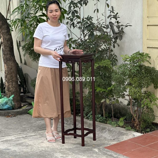 Đôn vuông chân tròn gỗ hương cao 1m