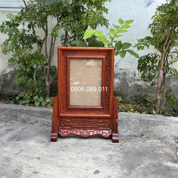 Khung ảnh thờ đục dơi tiền liền gỗ hương Đồng Kỵ 20x30cm