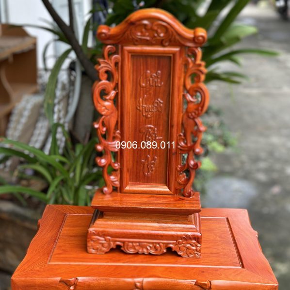 Bài vị thờ gỗ hương chạm chim phượng cao 58