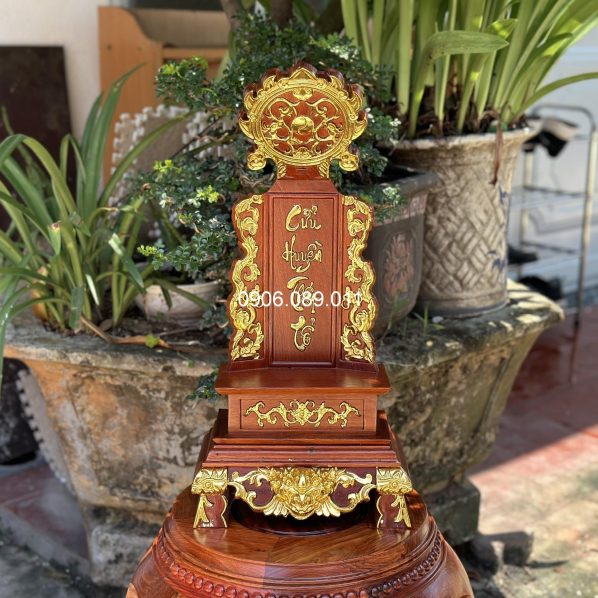 Bài vị cửu huyền thất tổ dát vàng gỗ hương cao 48cm