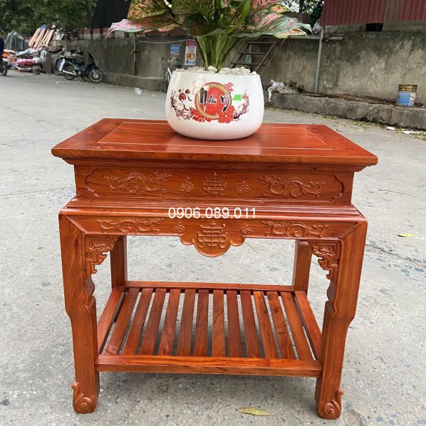 Đôn gỗ chữ nhật gỗ hương cao cấp, Đôn rồng chữ nhật 40x60 cao 70