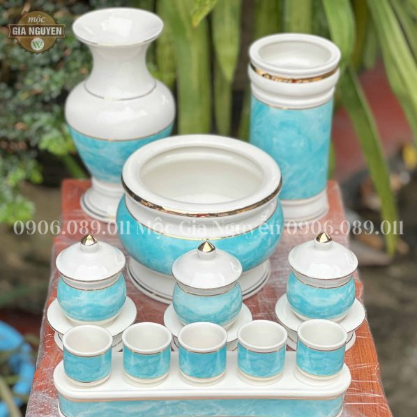 Bộ Đồ Thờ Bằng Sứ Cao Cấp 18cm GER78