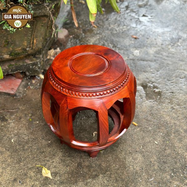 Đôn Tròn Đơn Giản Gỗ Hương