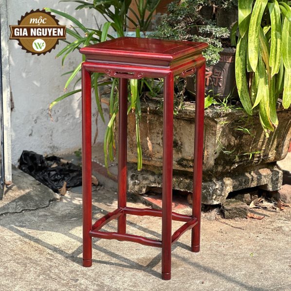 Đôn vuông chân tròn gỗ hương màu giả cổ 80cm