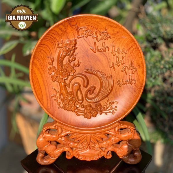 Tranh gỗ chữ Lộc gỗ hương 30cm