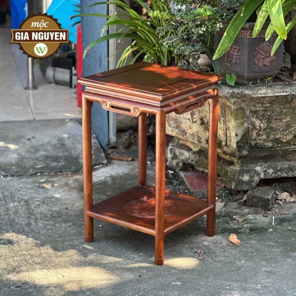 Đôn vuông chân tròn gỗ hương cao cấp 60cm