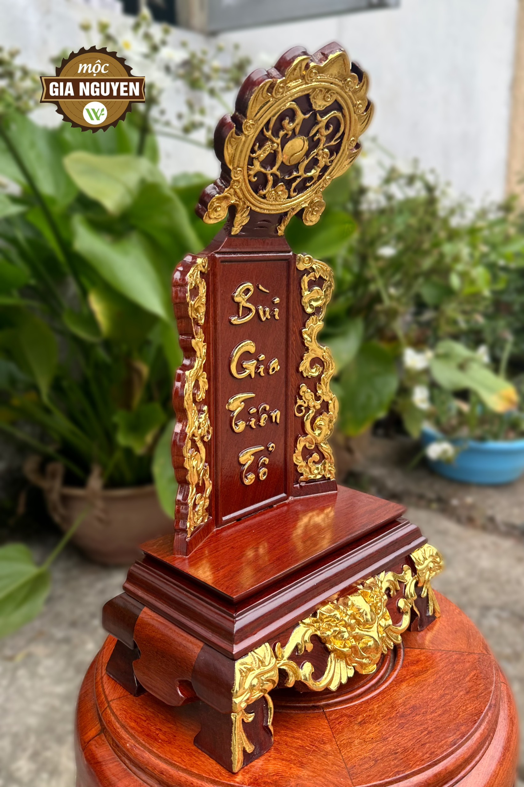 Bài vị thờ gia tiên gỗ hương dát vàng 43cm - Ảnh 6