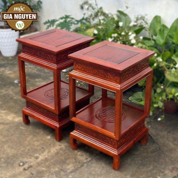 Đôn vuông gỗ hương cao cấp 80 cm