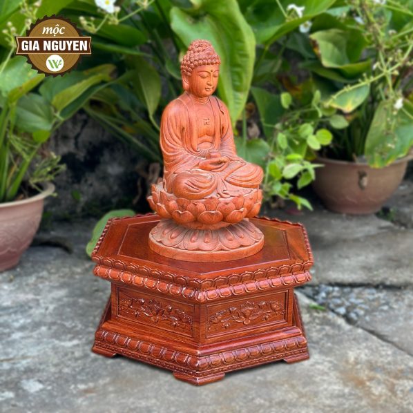 Đôn kê tượng lục giác gỗ hương 40cm