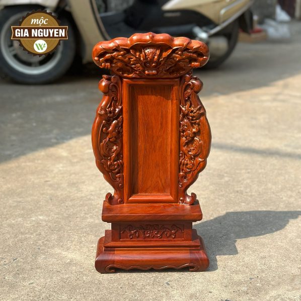 Bài vị gia tiên Song Long gỗ hương dát vàng