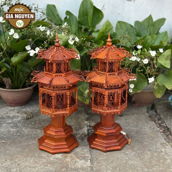 Đèn thờ 3 tầng gỗ hương 80cm