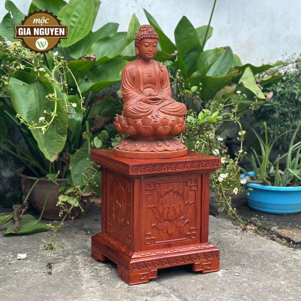 Đôn vuông kê tượng gỗ hương cao cấp 30x35cm