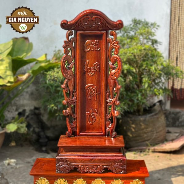 Bài vị thờ Song Phụng gỗ hương cao cấp 68cm