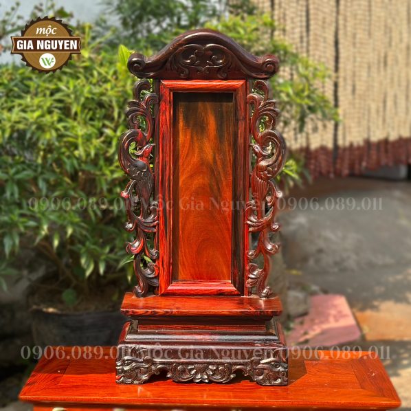 Bài vị thờ Song Phụng gỗ trắc cao cấp 48cm