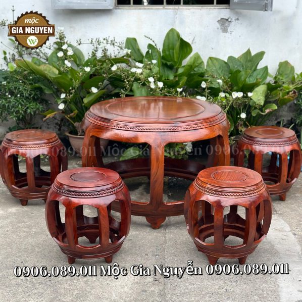 Bộ đôn tròn gỗ hương 37cm