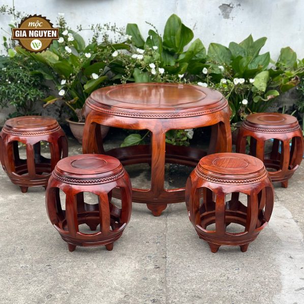 Bộ đôn tròn gỗ hương 37cm