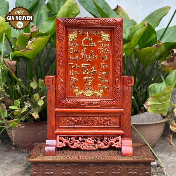 Tranh thờ Cửu Huyền Thất Tổ gỗ hương dát vàng 55cm