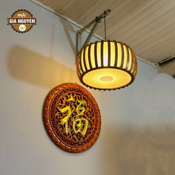 Đèn lồng thả trần gỗ Sồi cao cấp