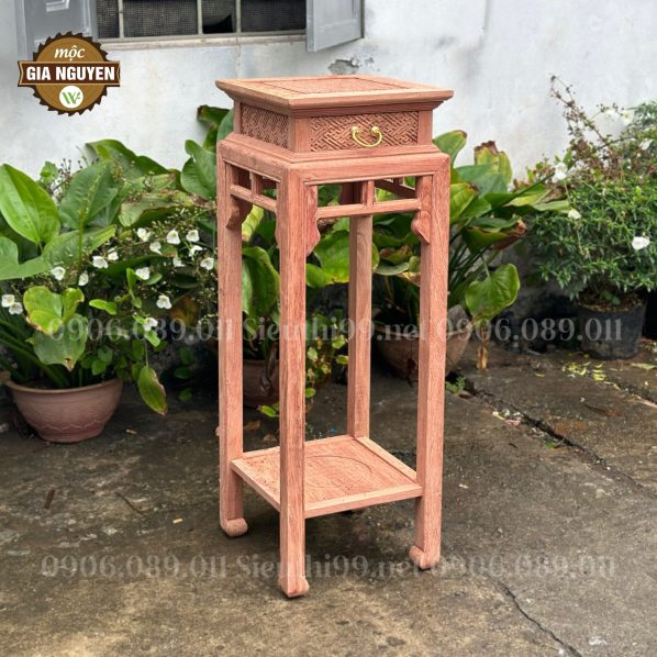 Đôn vuông ngăn gỗ hương 107cm