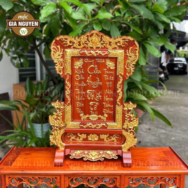 Tranh thờ Cửu Huyền Thất Tổ gỗ hương dát vàng cao cấp