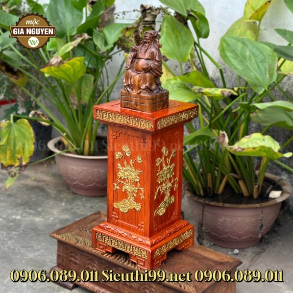 Đôn vuông kê tượng gỗ hương dát vàng 20x20 cao 40cm