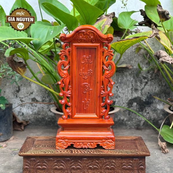 Bài vị thờ Song Phụng gỗ hương 48cm
