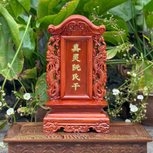 Bài vị thờ song long gỗ hương 43cm
