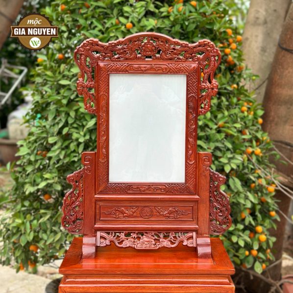 Khung ảnh thờ Tứ Linh gỗ hương 20x30cm