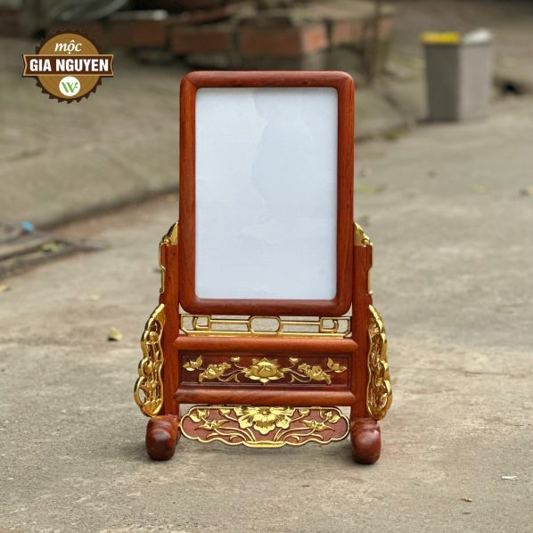 Khung Ảnh Thờ Đơn Giản Hoa Sen Gỗ Hương 20x30 cm