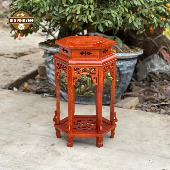 Đôn lục giác gỗ hương 60cm