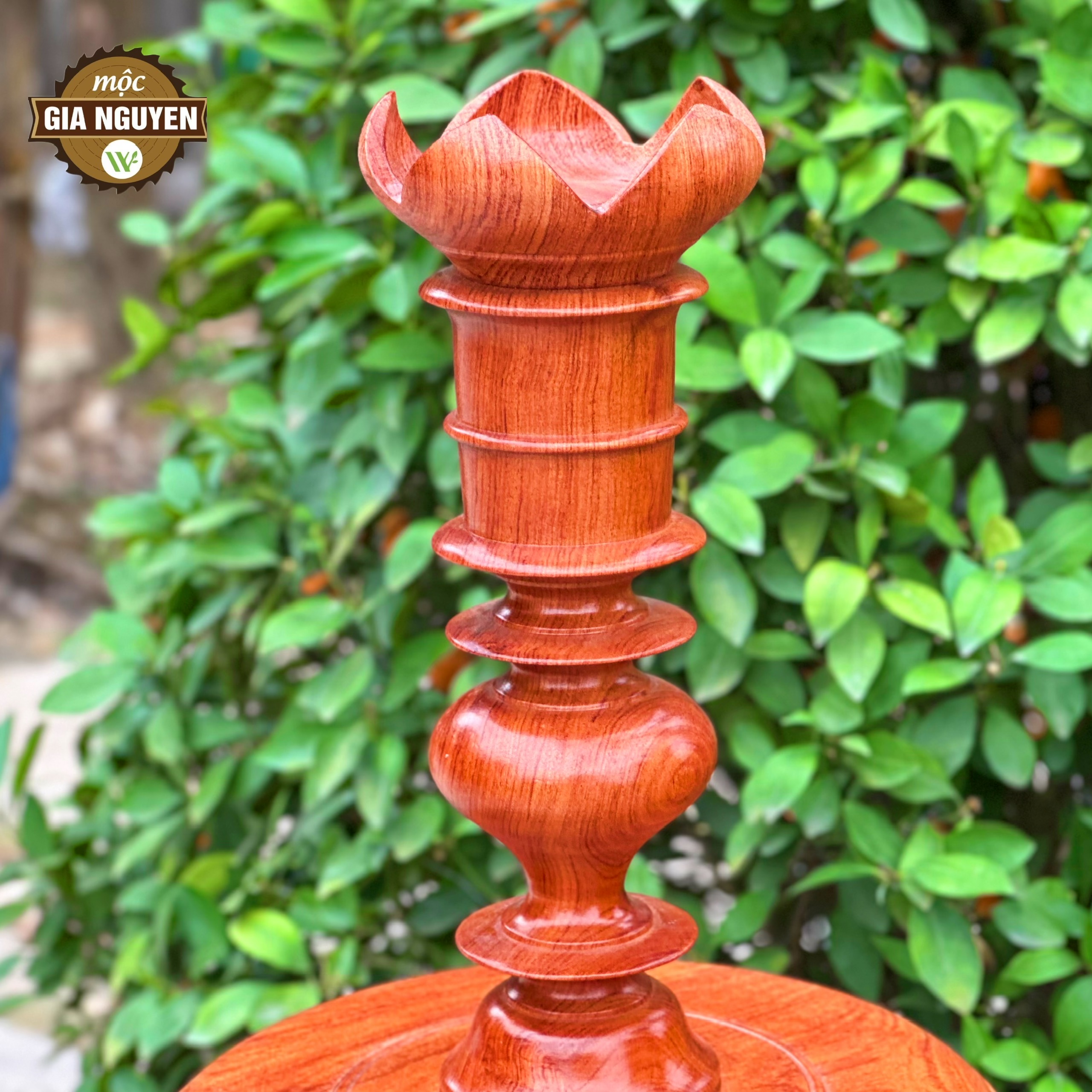 Cặp chân đèn nến gỗ hương 48cm - Ảnh 8