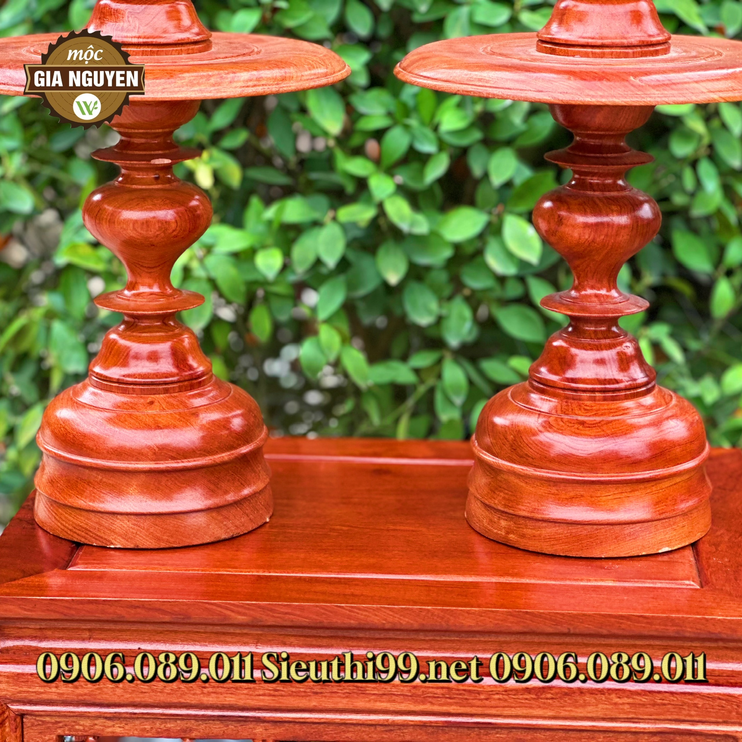 Cặp chân đèn nến gỗ hương 48cm - Ảnh 4