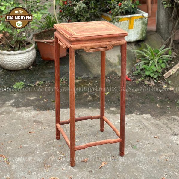 Đôn vuông chân tròn lối tàu gỗ hương cao cấp L98