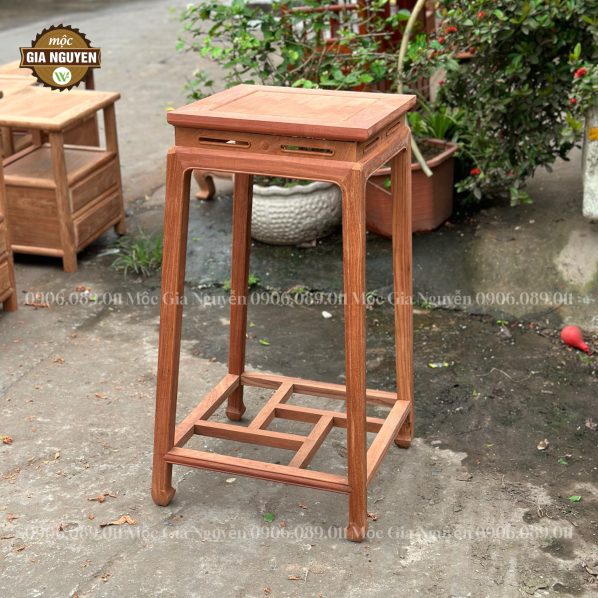 Đôn vuông lối tàu đơn giản gỗ hương LT45