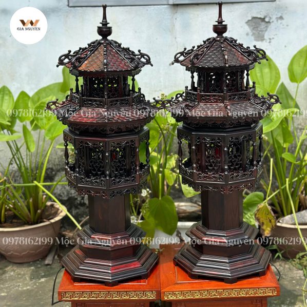 Đèn thờ gỗ trắc 1m