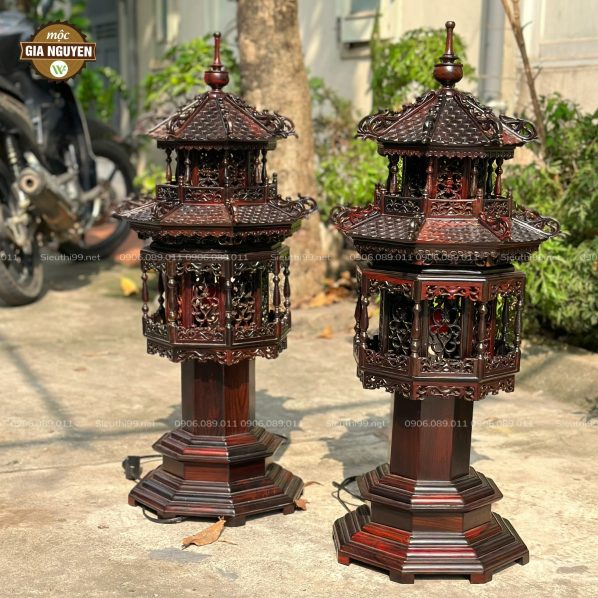 Đèn thờ 2 tầng gỗ trắc cao cấp 1m