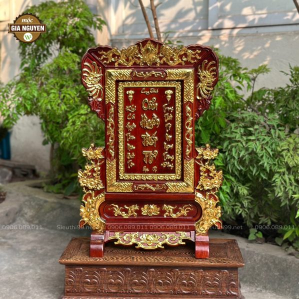 Tranh thờ Cửu Huyền Thất Tổ gỗ hương dát vàng TD3