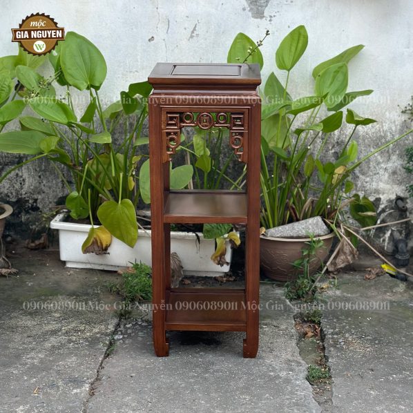 Đôn vuông 2 tầng cao 80cm màu óc chó