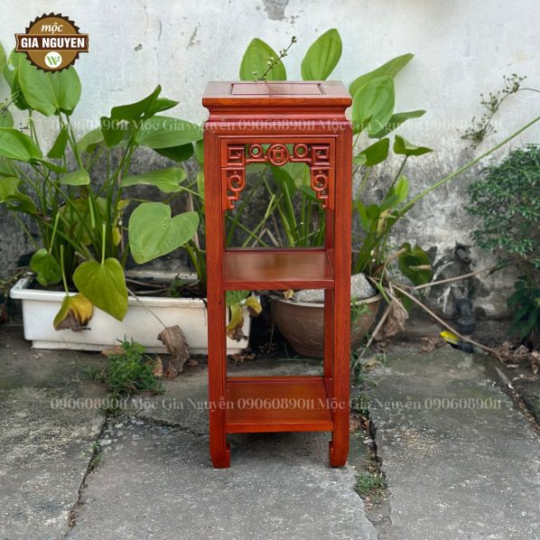 Đôn vuông 2 tầng cao 80cm màu gỗ hương