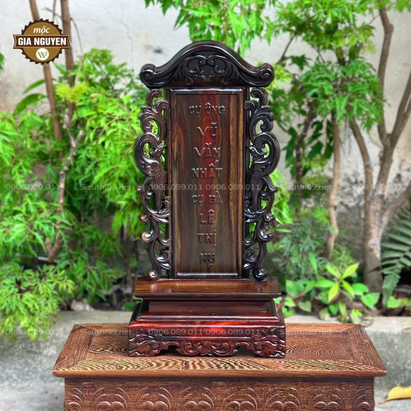 Bài vị  thờ Song Phụng gỗ trắc 48cm HB68